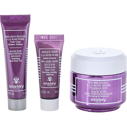 Sisley Black Rose Set: Black Rose Skin Infusion Cream 1.6oz + Black Rose Cream Mask 0.34oz + Black Rose Beautifying Emulsion 0.5oz --3pcs For WOMEN