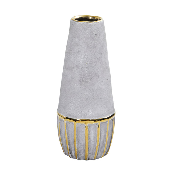 10” Regal Stone Decorative Vase with Gold Accents
