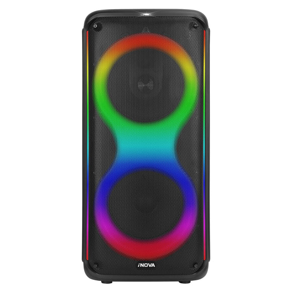 Portable Wireless Party Speaker with 7 Colorful Lights Remote Control Party Speaker with TWS Function FM Radio USB MMC Card Reading Aux In Recording F