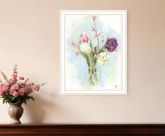 Flower Farm Bouquet White Framed Print Wall Art