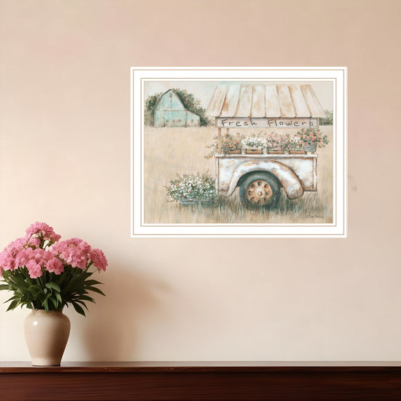 Fresh Flowers For Sale White Framed Print Wall Art