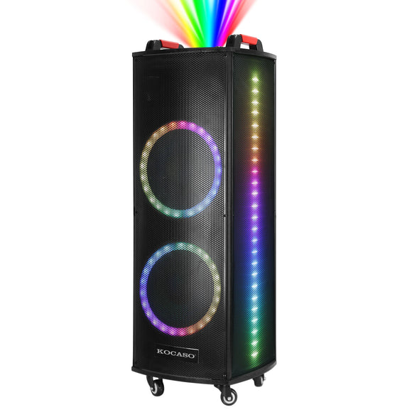 Portable Wireless Party Speaker Colorful Lights DJ PA System with TWS Function FM Radio USB MMC Card Reading Aux In Guitar Input Recording Function Mi