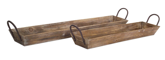 Wooden Tray w/Handles (Set of 2) 28.75