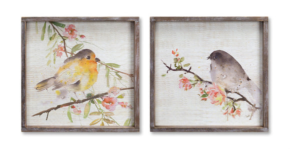 Bird/Framed Plaque (Set of 2) 16.5