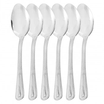 Home 6 Piece Stainless Steel Teaspoon Flatware Set in Silver