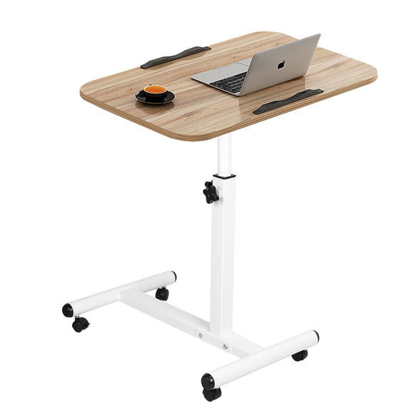 Rolling Laptop Table Portable Computer Desk Movable Table with Adjustable Height Tilting Angle