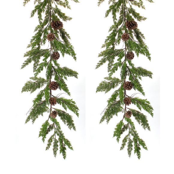 Pine and Cone Garland (Set of 2) 6'L Plastic