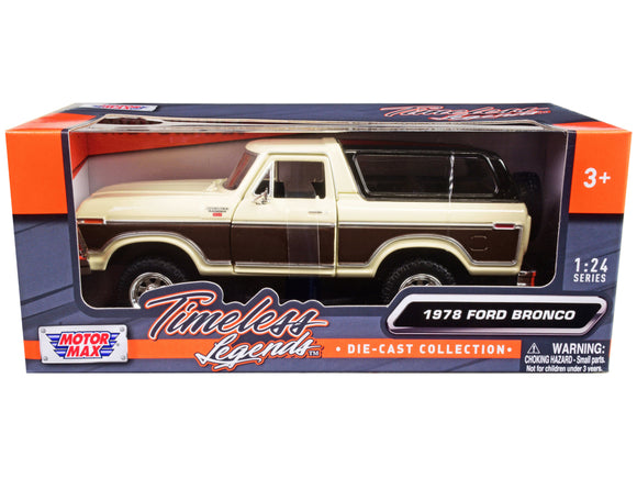 1978 Ford Bronco Ranger XLT with Spare Tire Cream and Brown with Black Camper Shell 