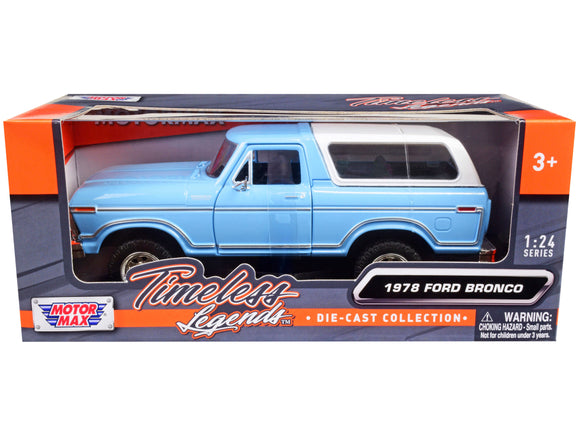 1978 Ford Bronco Custom Light Blue and White 