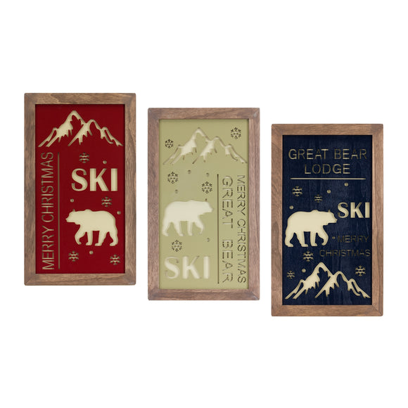 Ski Pass Plaque (Set of 3) 11.25