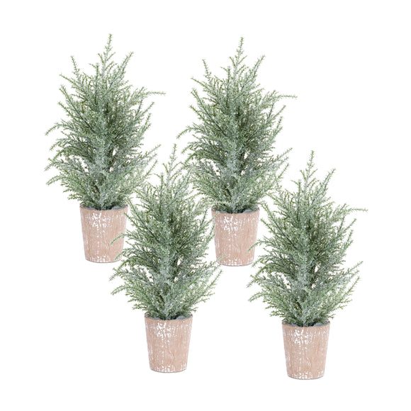 Potted Icy Pine Tree (Set of 4) 15