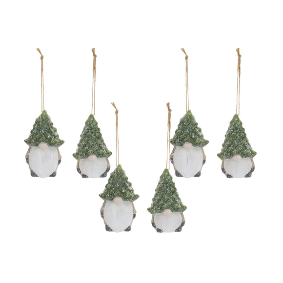 Gnome w/Tree Hat Ornament (Set of 6) 3.25
