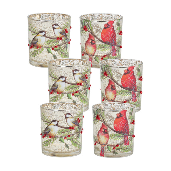 Cardinal and Bird Votive Holder (Set of 6) 3