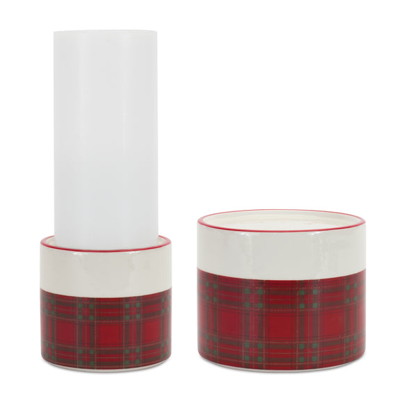Plaid Candle Holder (Set of 2) 3.75