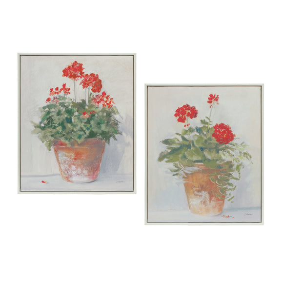 Framed Potted Geranium Print (Set of 2) 10.5