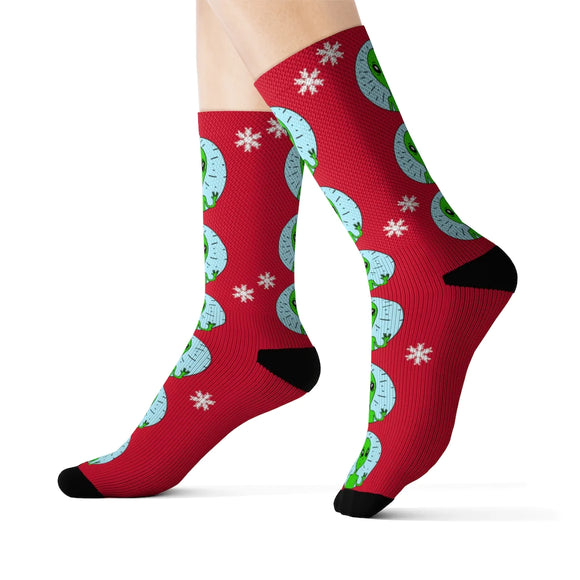 Holiday Weird Alien Socks Large