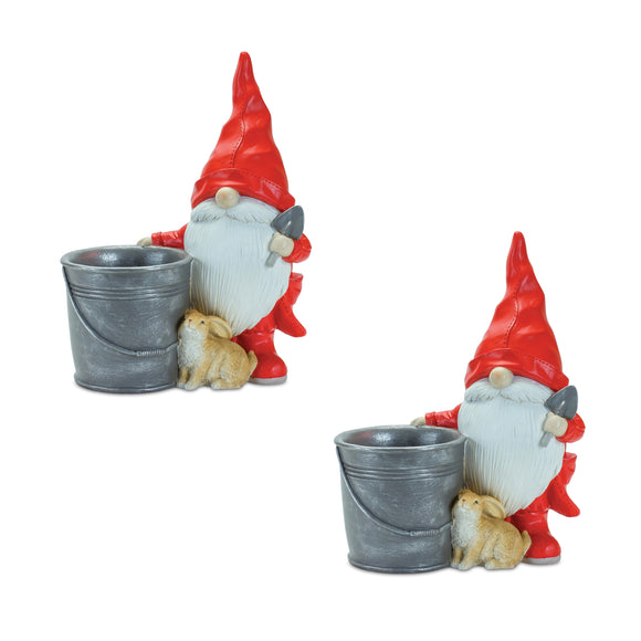 Gnome w/Pail and Bunny (Set of 2) 8.25
