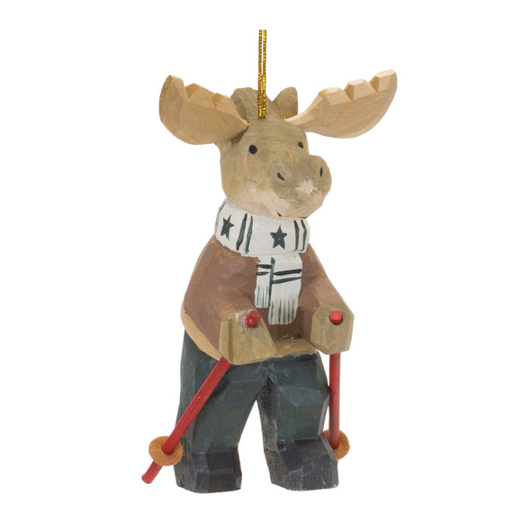 Moose w/Ski Poles Ornament (Set of 6) 5.5