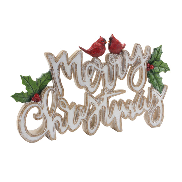 Merry Christmas w/Cardinals Sign (Set of 2) 12