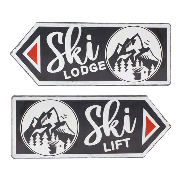 Ski Lift and Lodge Arrow Sign (Set of 6) 11.75