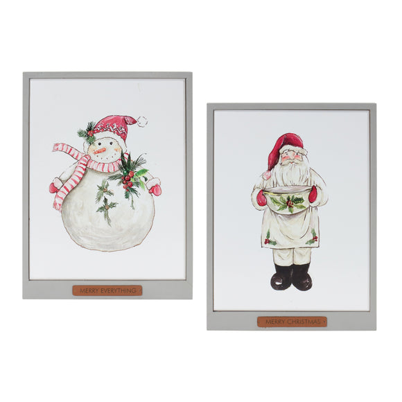 Santa and Snowman Frame (Set of 2) 10.5