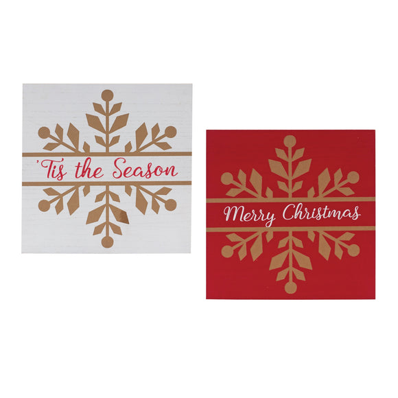 Merry Christmas and Tis The Season Sign (Set of 6) 11.75