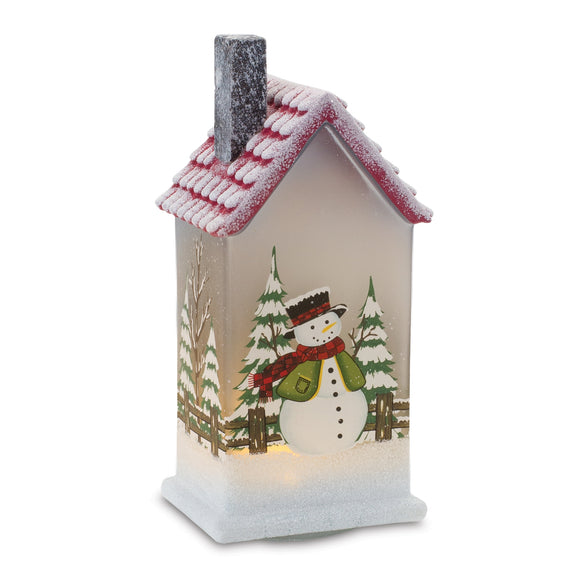 LED House w/Snowman (Set of 2) 9