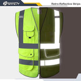 9 Pockets High Visibility Yellow Safety Vest for Men and Women, Hi-Vis Reflective Vests with Zipper Front, Meet ANSI/ISEA Class 2 Type R(159-Yellow L)