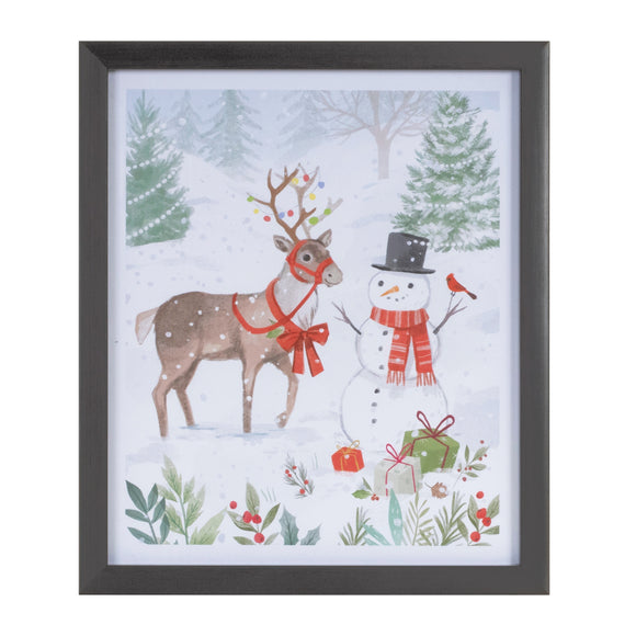 Framed Snowman and Reindeer Print 9