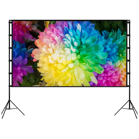 120inch Projector Screen with Stand 16:9 4K HD Rear Front Wrinkle-Free Portable And Foldable Movie Screen with Carry Bag For Indoor Outdoor Home Theat