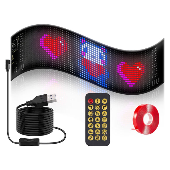 2Pack 20x64 Matrix Devil Eyes Lights For Car Ultra-thin Programmable LED Car Signs with APP Remote Control DIY Design Text Patterns Animations