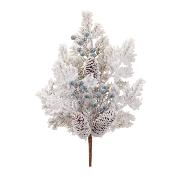 Flocked Pine w/Berry Spray (Set of 2) 26.5