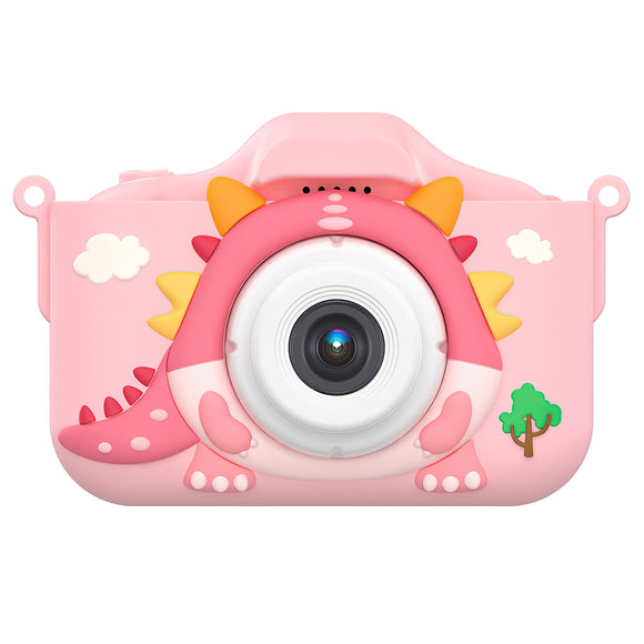 Dinosaur Kids Selfie Camera Cartoon Camera 48MP 1080P HD Digital Camera with Cartoon Case Card Reader 32G MMC Card for Boys Girls Aged 6+ Years Old