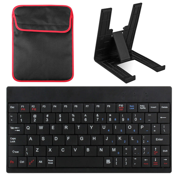 80 Keys Wired Keyboard Mini USB Connector Keyboard Portable Durable Keyboard w/ Carry Bag Tablet Stand for Android Window Tablet