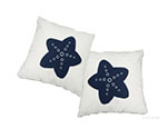 White Pillow Blue Star set of 2