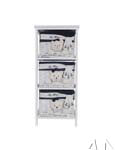White Color with Bear Portable 3 Drawers