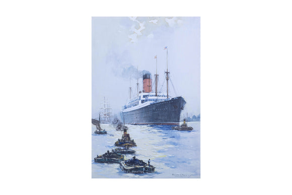 The Cunard Liner Carpathia Outward Bound from Liverpool in the Moonlight - Canvas Print