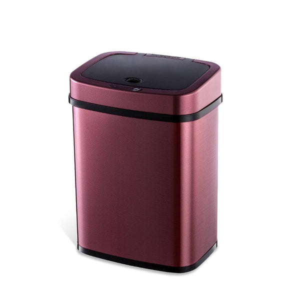 3-Gallon Motion Sensor Touchless Stainless Steel Trash Can in Burgundy Copper