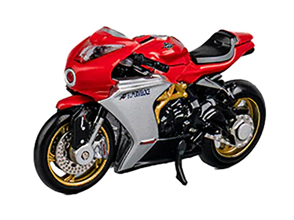 MV Agusta Superveloce 800 Motorcycle Red and Silver with Figure 1/64 Diecast Model by CM Models