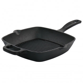 10 Inch Square Cast Iron Grill Pan with Pouring Spouts
