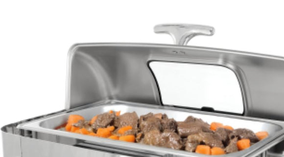 9.5 Quart Oblong Roll Top Stainless Steel Professional Chafing Dish/Food Warmer/Buffet Server with Window