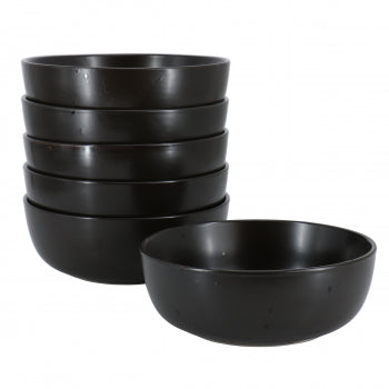 Modern Coupe 6 Piece 6.5 Inch Round Stoneware Bowl Set in Pepper