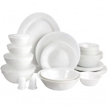 Ultra 36 Piece Tempered Opal Glass Combo Dinnerware Set in White