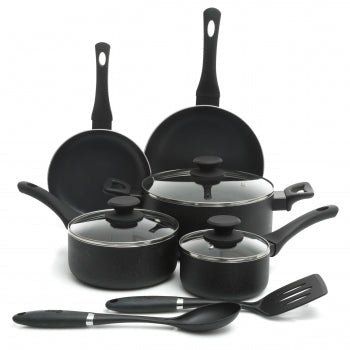 10 Piece Aluminum Nonstick Cookware Set in Black