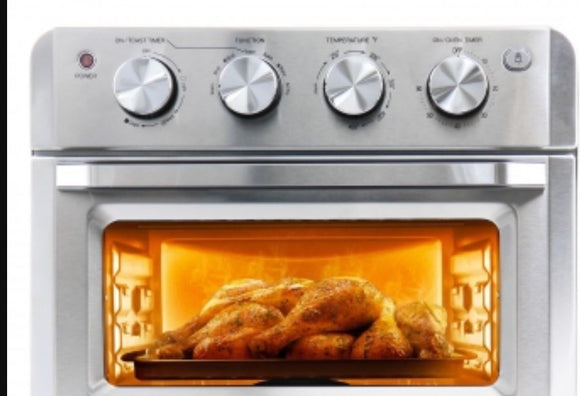 20 Liter Convection Air Fryer Toaster Broiler Oven in Silver