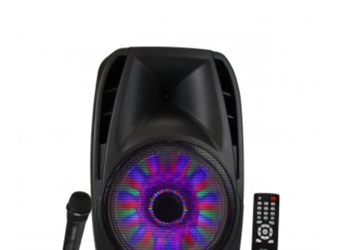 15 Inch Portable Bluetooth Speaker with Sound/Volume Reactive Lights