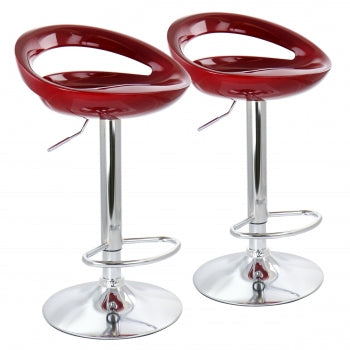 2 Piece Retro Adjustable Bar Stool in Cherry with Chrome Base