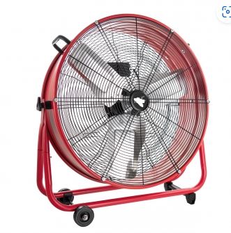 24 Inch Commercial Floor Drum Fan in Red