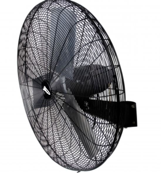 30 Inch Tilting Wall Mountable Heavy Duty Commercial Strength Oscillating Fan with 3 Speed Motor in Black
