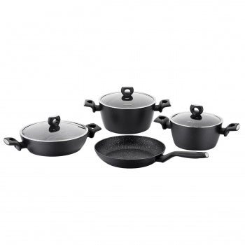 7 Piece Aluminum Nonstick Cookware Set in Black